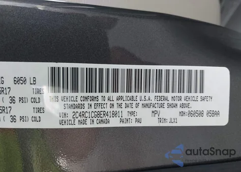 2014 Chrysler Town & Country Touring-L 30Th Anniversary из США, поврежденный, VIN 2C4RC1CG8ER418011